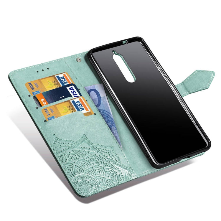 For Nokia 5.1 Halfway Mandala Embossing Pattern Horizontal Flip Leather Case with Holder & Card Slots & Wallet & Lanyard