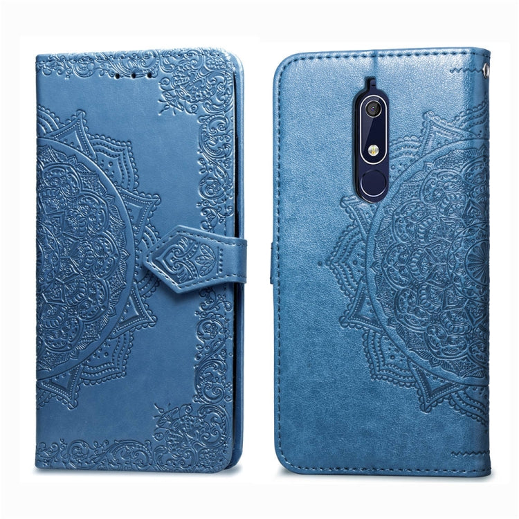 For Nokia 5.1 Halfway Mandala Embossing Pattern Horizontal Flip Leather Case with Holder & Card Slots & Wallet & Lanyard