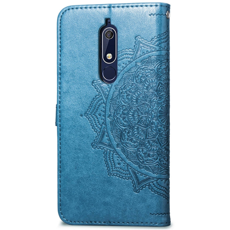 For Nokia 5.1 Halfway Mandala Embossing Pattern Horizontal Flip Leather Case with Holder & Card Slots & Wallet & Lanyard
