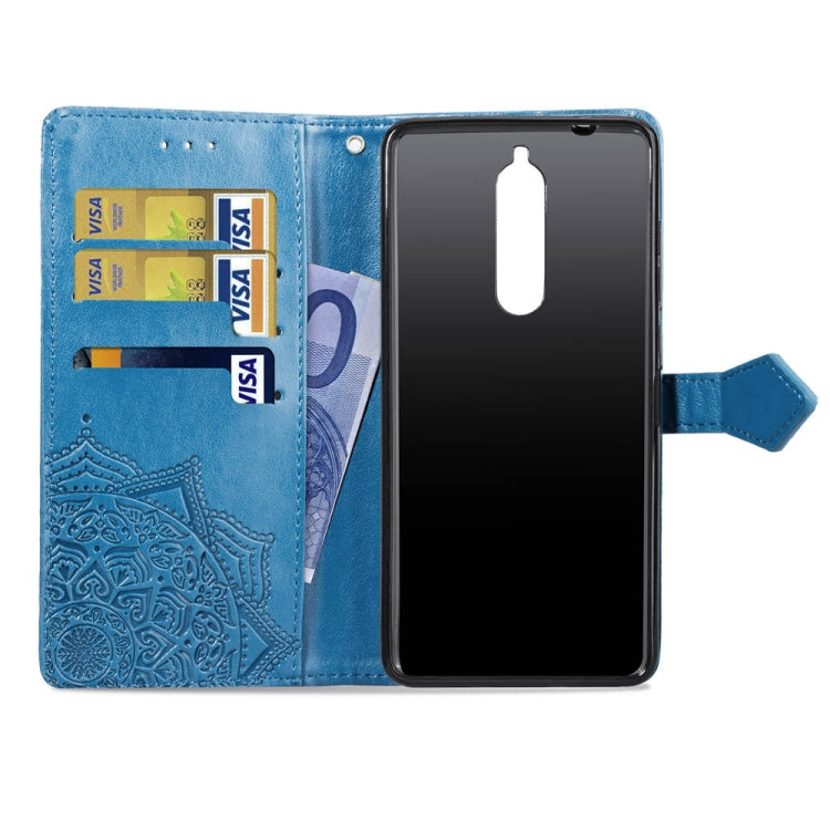 For Nokia 5.1 Halfway Mandala Embossing Pattern Horizontal Flip Leather Case with Holder & Card Slots & Wallet & Lanyard