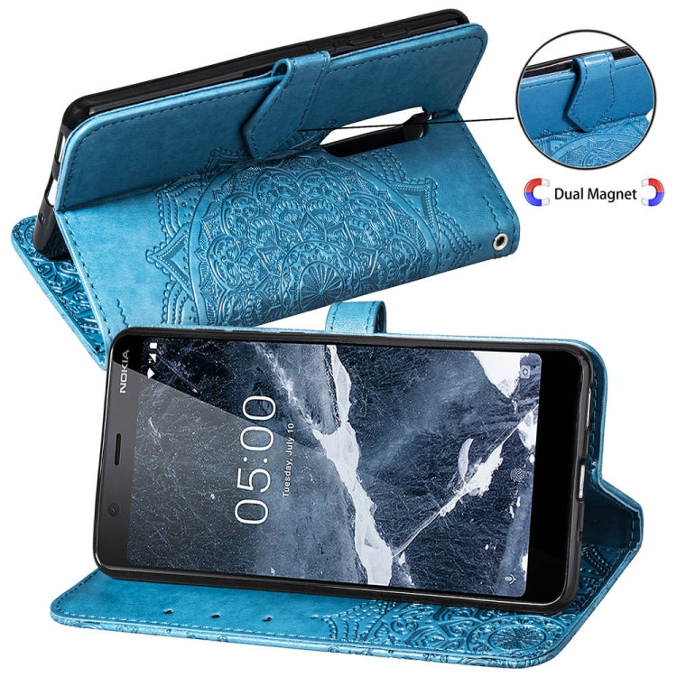 For Nokia 5.1 Halfway Mandala Embossing Pattern Horizontal Flip Leather Case with Holder & Card Slots & Wallet & Lanyard
