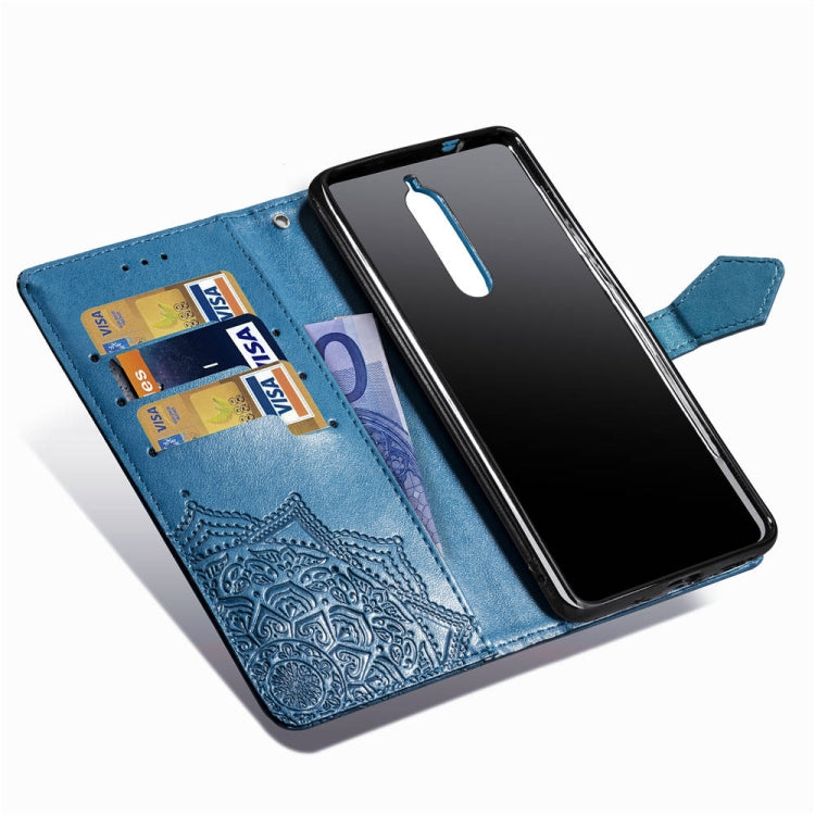 For Nokia 5.1 Halfway Mandala Embossing Pattern Horizontal Flip Leather Case with Holder & Card Slots & Wallet & Lanyard