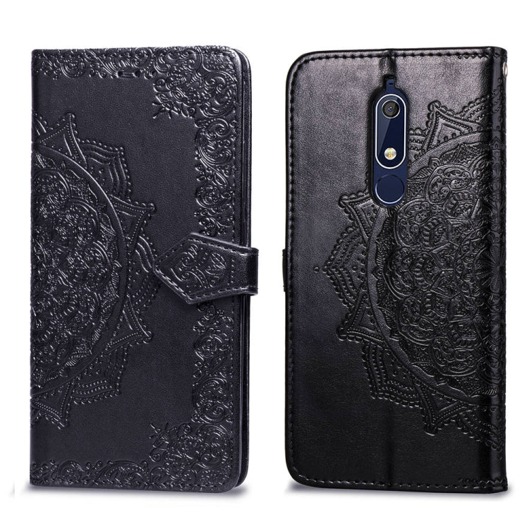 For Nokia 5.1 Halfway Mandala Embossing Pattern Horizontal Flip Leather Case with Holder & Card Slots & Wallet & Lanyard