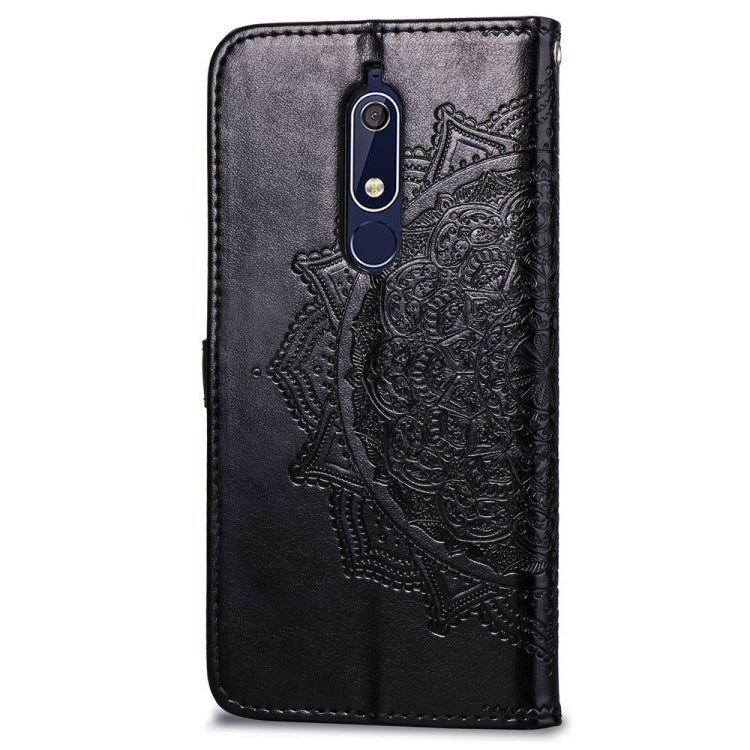 For Nokia 5.1 Halfway Mandala Embossing Pattern Horizontal Flip Leather Case with Holder & Card Slots & Wallet & Lanyard