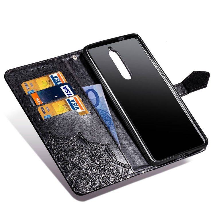 For Nokia 5.1 Halfway Mandala Embossing Pattern Horizontal Flip Leather Case with Holder & Card Slots & Wallet & Lanyard