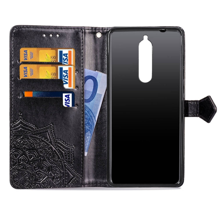 For Nokia 5.1 Halfway Mandala Embossing Pattern Horizontal Flip Leather Case with Holder & Card Slots & Wallet & Lanyard