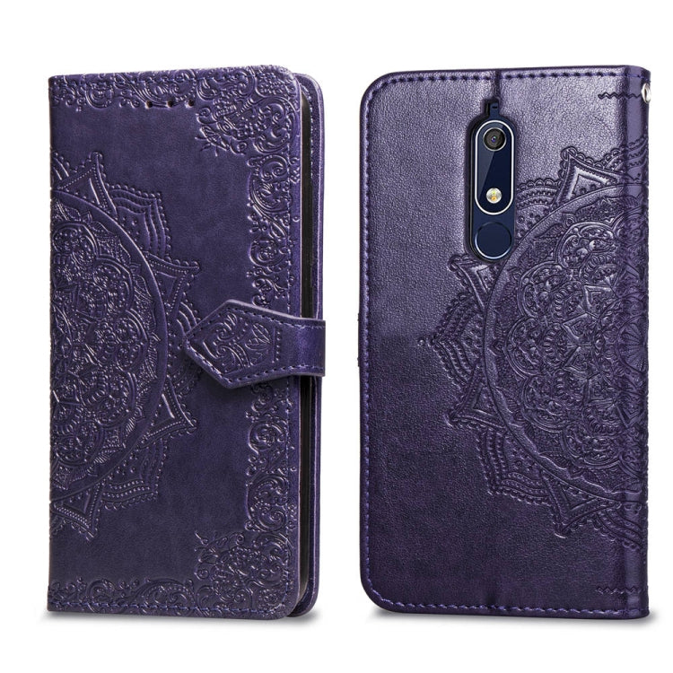 For Nokia 5.1 Halfway Mandala Embossing Pattern Horizontal Flip Leather Case with Holder & Card Slots & Wallet & Lanyard