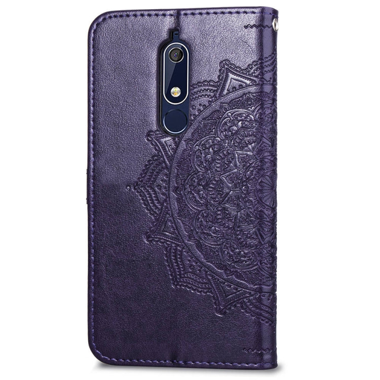 For Nokia 5.1 Halfway Mandala Embossing Pattern Horizontal Flip Leather Case with Holder & Card Slots & Wallet & Lanyard
