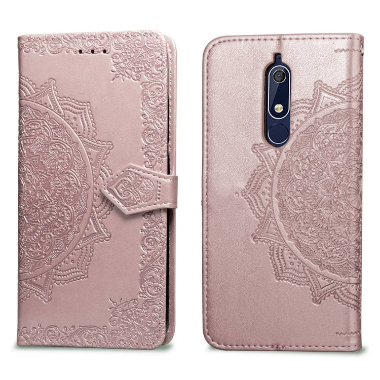 For Nokia 5.1 Halfway Mandala Embossing Pattern Horizontal Flip Leather Case with Holder & Card Slots & Wallet & Lanyard