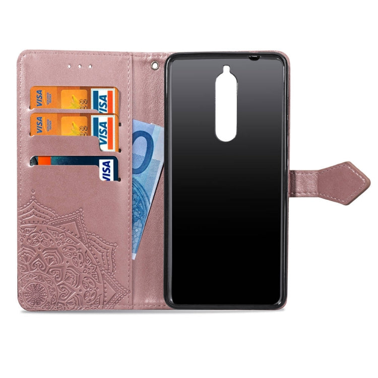 For Nokia 5.1 Halfway Mandala Embossing Pattern Horizontal Flip Leather Case with Holder & Card Slots & Wallet & Lanyard