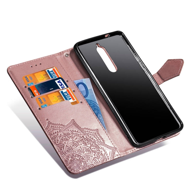 For Nokia 5.1 Halfway Mandala Embossing Pattern Horizontal Flip Leather Case with Holder & Card Slots & Wallet & Lanyard
