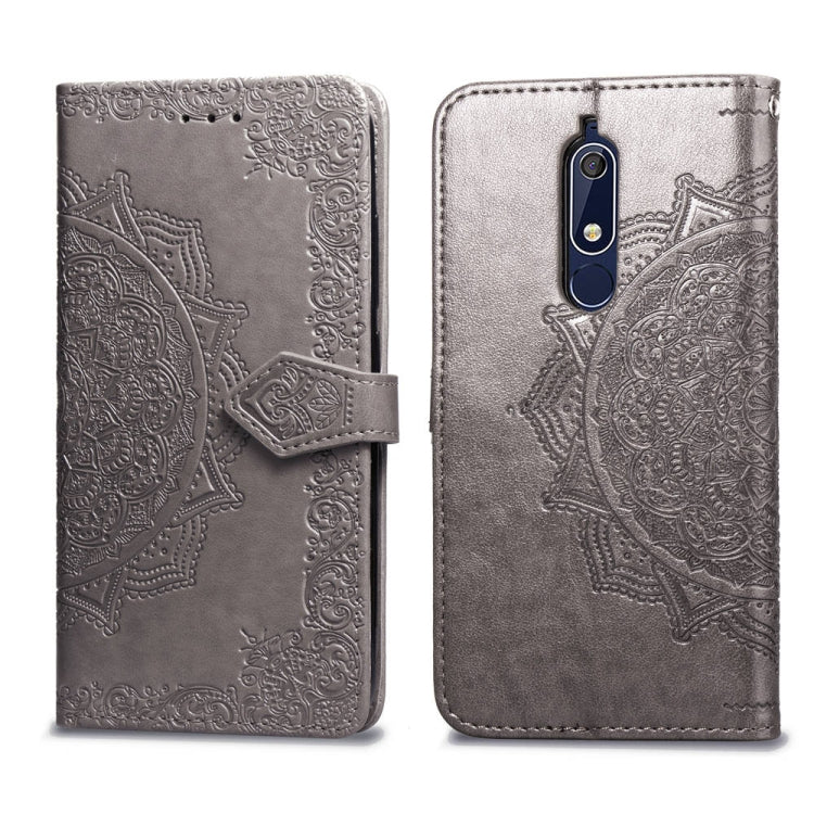 For Nokia 5.1 Halfway Mandala Embossing Pattern Horizontal Flip Leather Case with Holder & Card Slots & Wallet & Lanyard