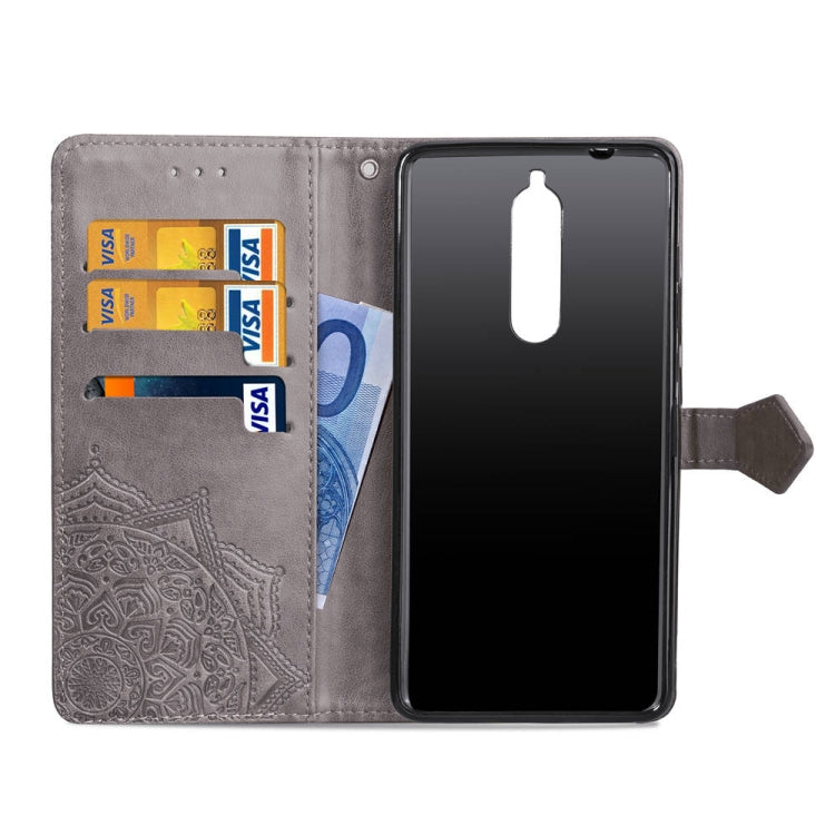 For Nokia 5.1 Halfway Mandala Embossing Pattern Horizontal Flip Leather Case with Holder & Card Slots & Wallet & Lanyard
