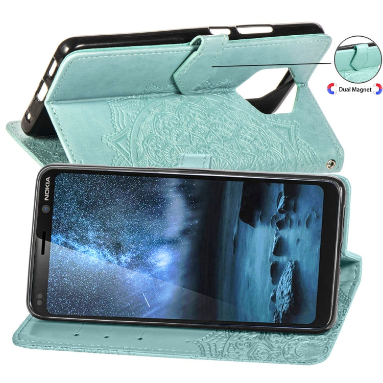 For Nokia 9 Halfway Mandala Embossing Pattern Horizontal Flip Leather Case with Holder & Card Slots & Wallet & Lanyard