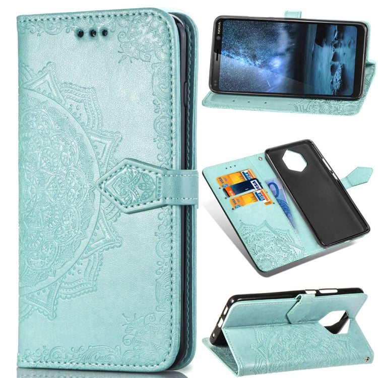 For Nokia 9 Halfway Mandala Embossing Pattern Horizontal Flip Leather Case with Holder & Card Slots & Wallet & Lanyard