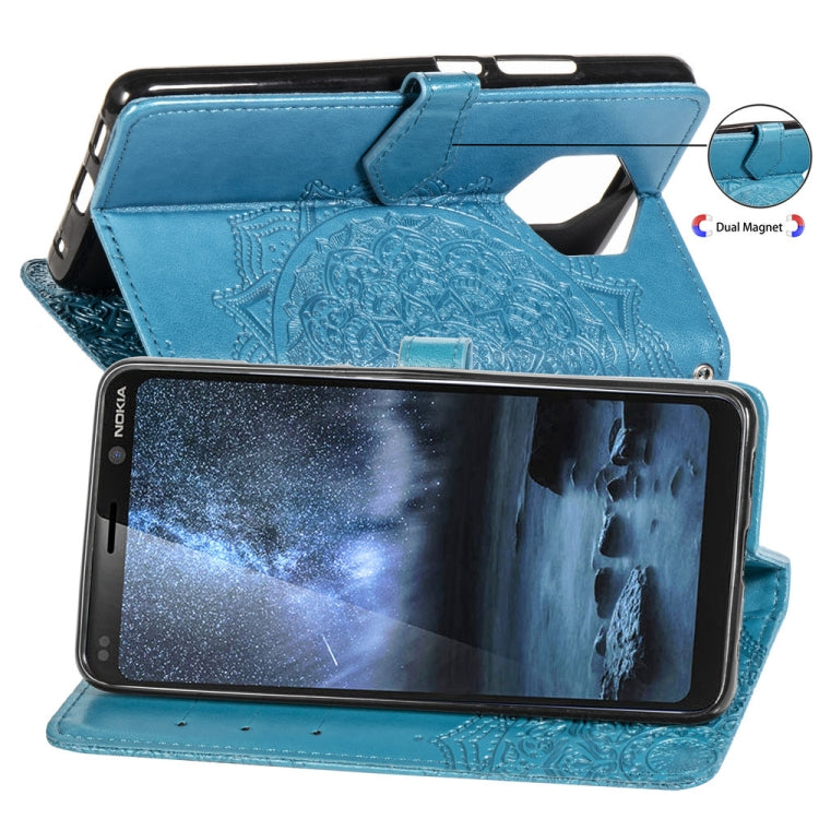 For Nokia 9 Halfway Mandala Embossing Pattern Horizontal Flip Leather Case with Holder & Card Slots & Wallet & Lanyard