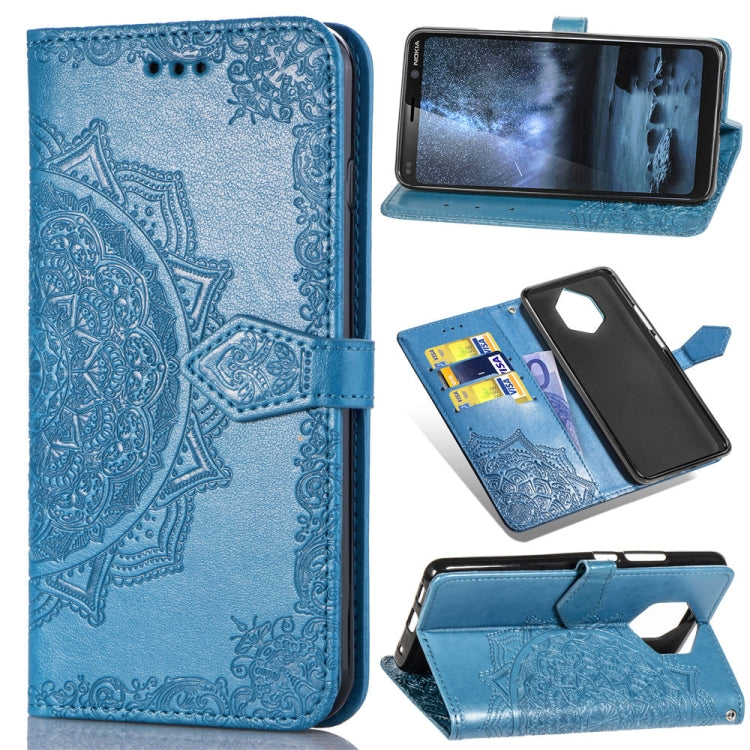 For Nokia 9 Halfway Mandala Embossing Pattern Horizontal Flip Leather Case with Holder & Card Slots & Wallet & Lanyard