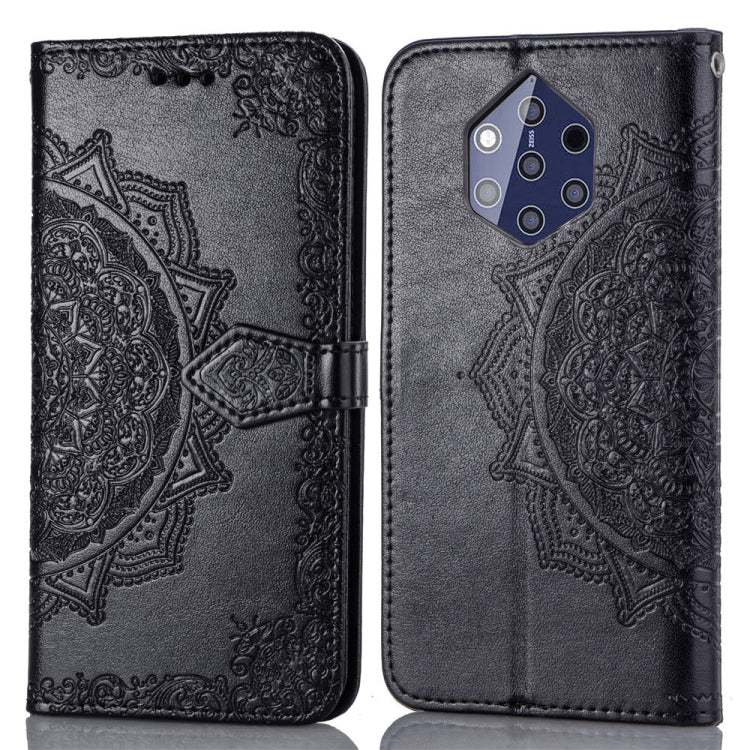 For Nokia 9 Halfway Mandala Embossing Pattern Horizontal Flip Leather Case with Holder & Card Slots & Wallet & Lanyard