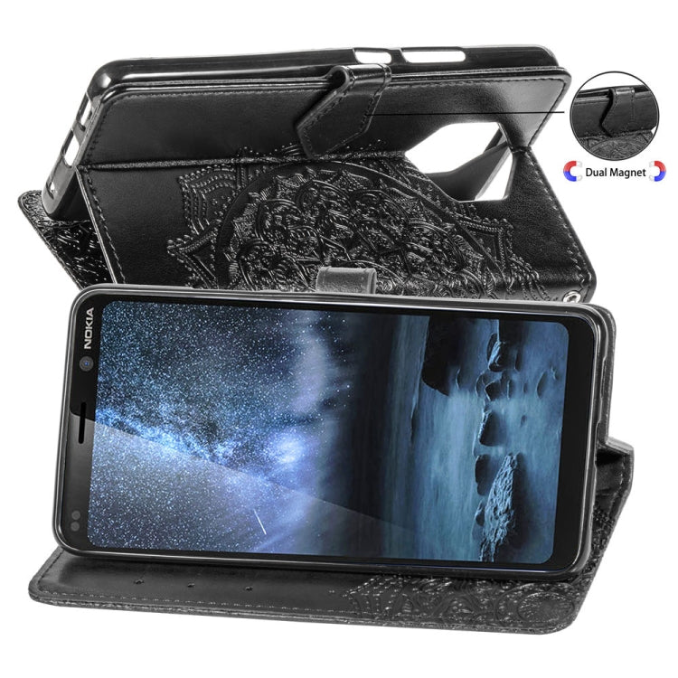 For Nokia 9 Halfway Mandala Embossing Pattern Horizontal Flip Leather Case with Holder & Card Slots & Wallet & Lanyard