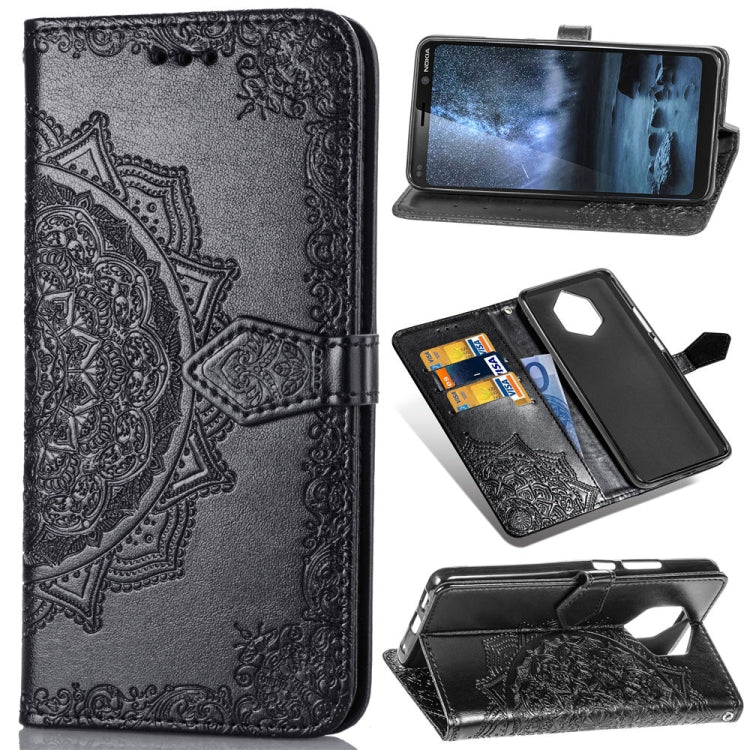 For Nokia 9 Halfway Mandala Embossing Pattern Horizontal Flip Leather Case with Holder & Card Slots & Wallet & Lanyard