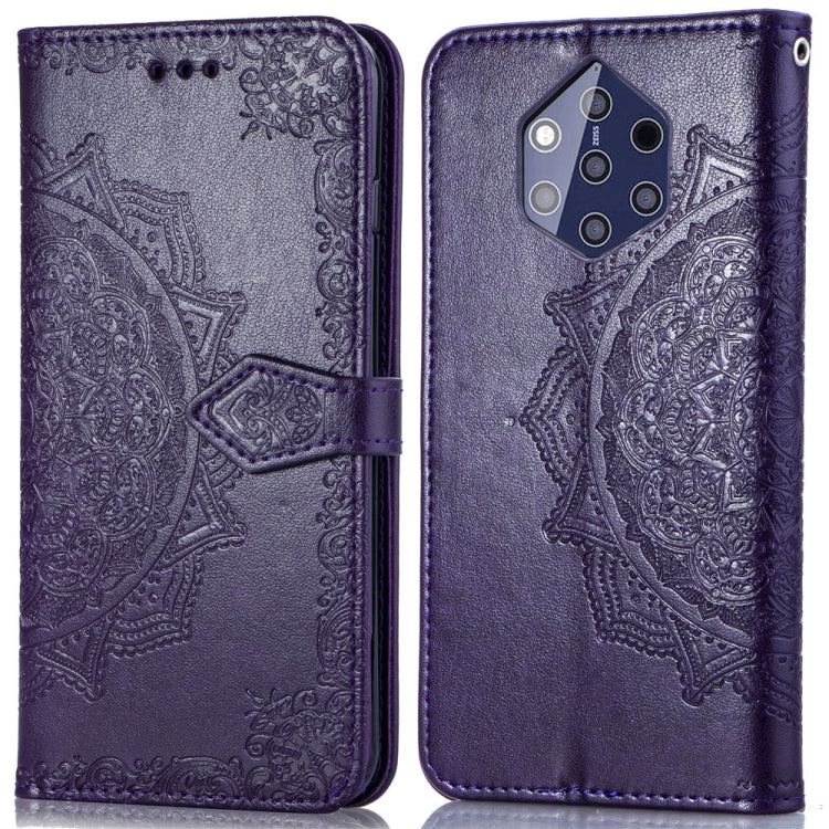 For Nokia 9 Halfway Mandala Embossing Pattern Horizontal Flip Leather Case with Holder & Card Slots & Wallet & Lanyard
