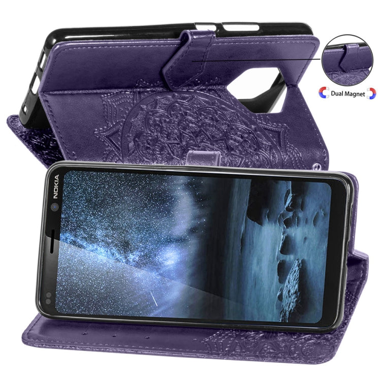 For Nokia 9 Halfway Mandala Embossing Pattern Horizontal Flip Leather Case with Holder & Card Slots & Wallet & Lanyard