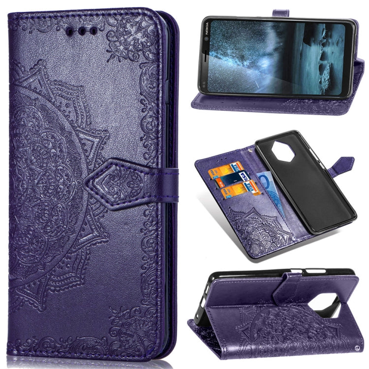 For Nokia 9 Halfway Mandala Embossing Pattern Horizontal Flip Leather Case with Holder & Card Slots & Wallet & Lanyard