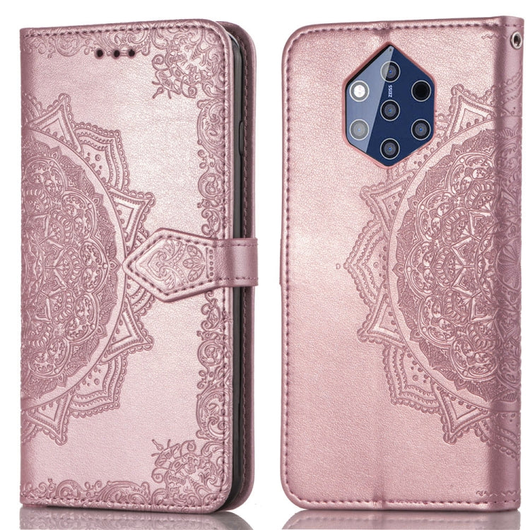 For Nokia 9 Halfway Mandala Embossing Pattern Horizontal Flip Leather Case with Holder & Card Slots & Wallet & Lanyard