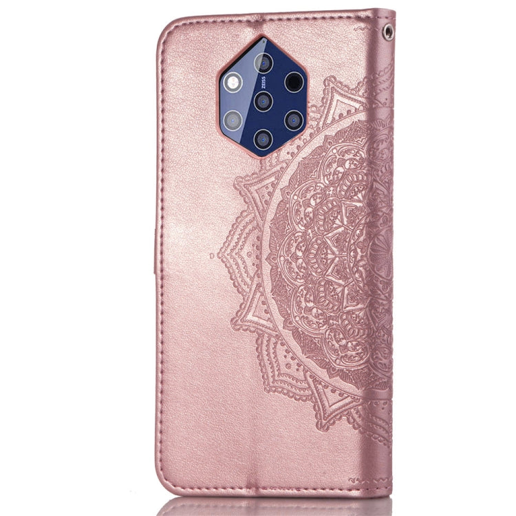 For Nokia 9 Halfway Mandala Embossing Pattern Horizontal Flip Leather Case with Holder & Card Slots & Wallet & Lanyard