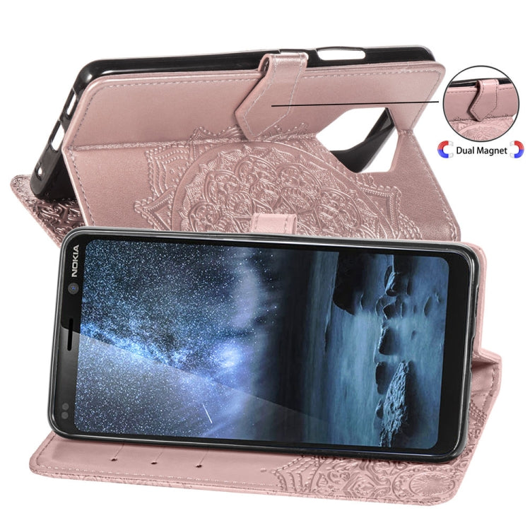 For Nokia 9 Halfway Mandala Embossing Pattern Horizontal Flip Leather Case with Holder & Card Slots & Wallet & Lanyard