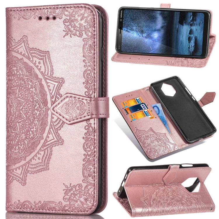 For Nokia 9 Halfway Mandala Embossing Pattern Horizontal Flip Leather Case with Holder & Card Slots & Wallet & Lanyard