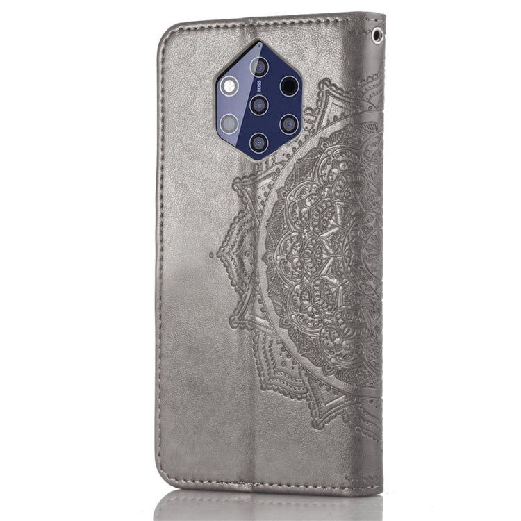 For Nokia 9 Halfway Mandala Embossing Pattern Horizontal Flip Leather Case with Holder & Card Slots & Wallet & Lanyard