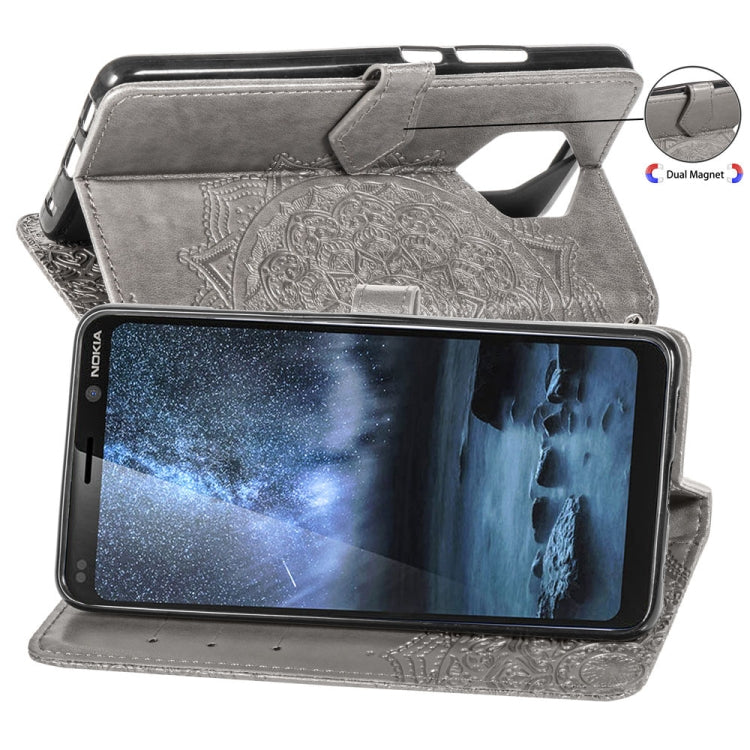 For Nokia 9 Halfway Mandala Embossing Pattern Horizontal Flip Leather Case with Holder & Card Slots & Wallet & Lanyard