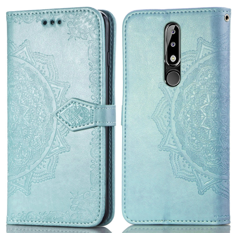 For Nokia 5.1 Plus Halfway Mandala Embossing Pattern Horizontal Flip Leather Case with Holder & Card Slots & Wallet & Lanyard