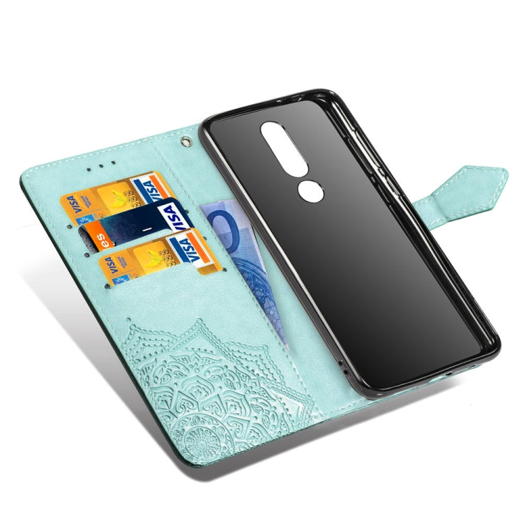 For Nokia 5.1 Plus Halfway Mandala Embossing Pattern Horizontal Flip Leather Case with Holder & Card Slots & Wallet & Lanyard
