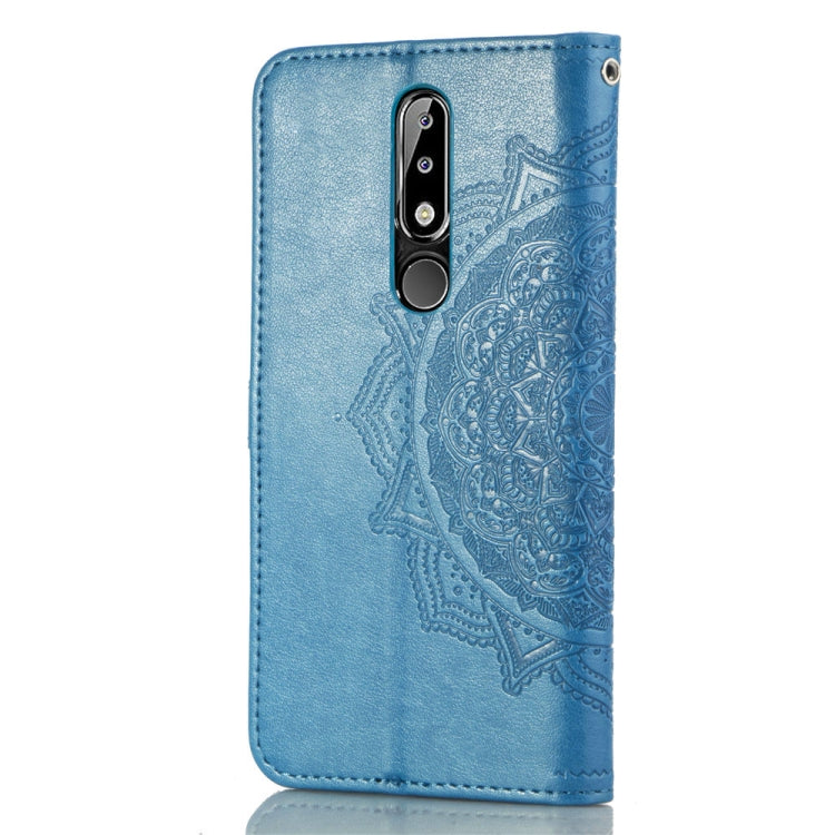 For Nokia 5.1 Plus Halfway Mandala Embossing Pattern Horizontal Flip Leather Case with Holder & Card Slots & Wallet & Lanyard