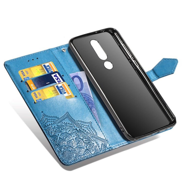 For Nokia 5.1 Plus Halfway Mandala Embossing Pattern Horizontal Flip Leather Case with Holder & Card Slots & Wallet & Lanyard