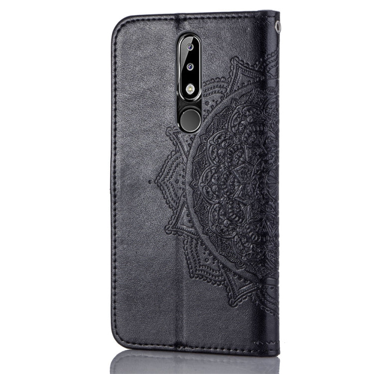 For Nokia 5.1 Plus Halfway Mandala Embossing Pattern Horizontal Flip Leather Case with Holder & Card Slots & Wallet & Lanyard