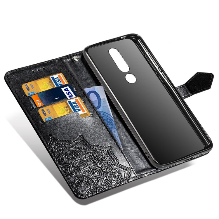 For Nokia 5.1 Plus Halfway Mandala Embossing Pattern Horizontal Flip Leather Case with Holder & Card Slots & Wallet & Lanyard