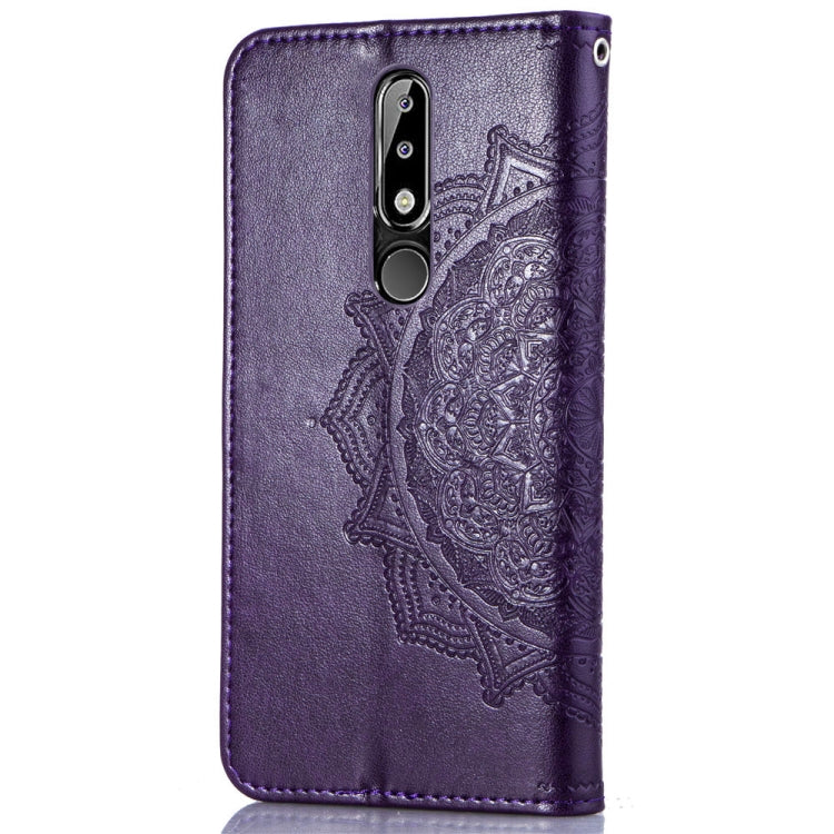 For Nokia 5.1 Plus Halfway Mandala Embossing Pattern Horizontal Flip Leather Case with Holder & Card Slots & Wallet & Lanyard