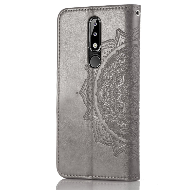 For Nokia 5.1 Plus Halfway Mandala Embossing Pattern Horizontal Flip Leather Case with Holder & Card Slots & Wallet & Lanyard