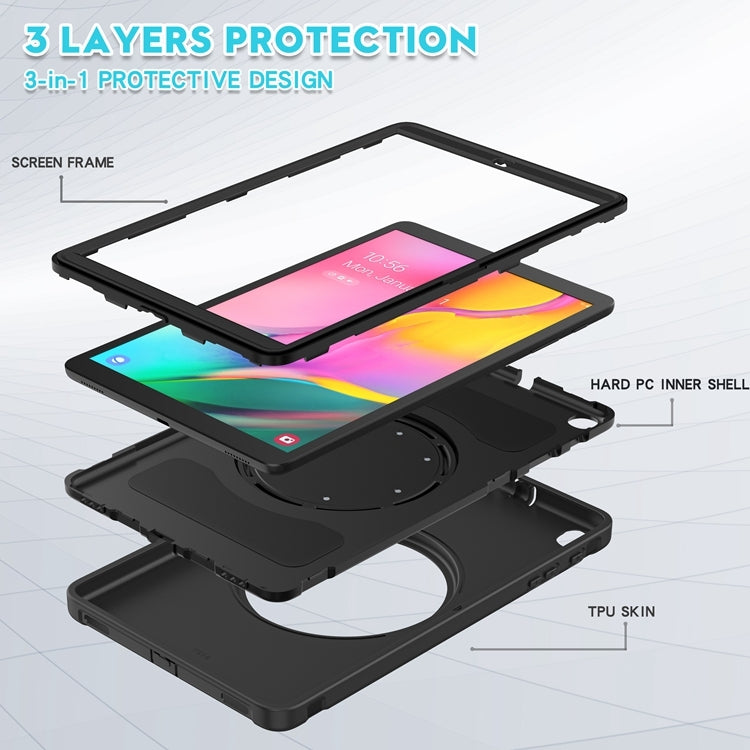 For Samsung Galaxy Tab A 10.1 T515/T510 2019 Shockproof TPU + PC Protective Case with 360 Degree Rotation Foldable Handle Grip Holder & Pen Slot