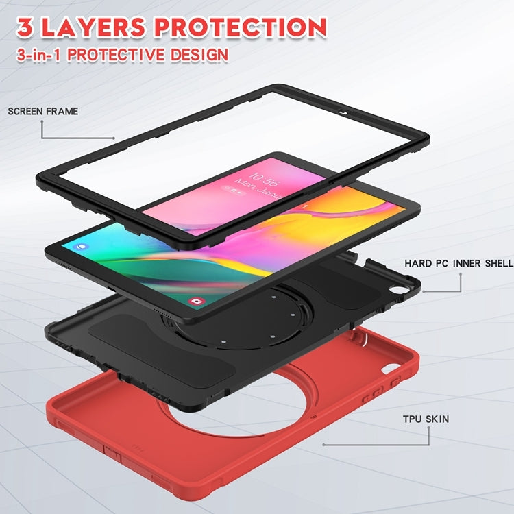 For Samsung Galaxy Tab A 10.1 T515/T510 2019 Shockproof TPU + PC Protective Case with 360 Degree Rotation Foldable Handle Grip Holder & Pen Slot