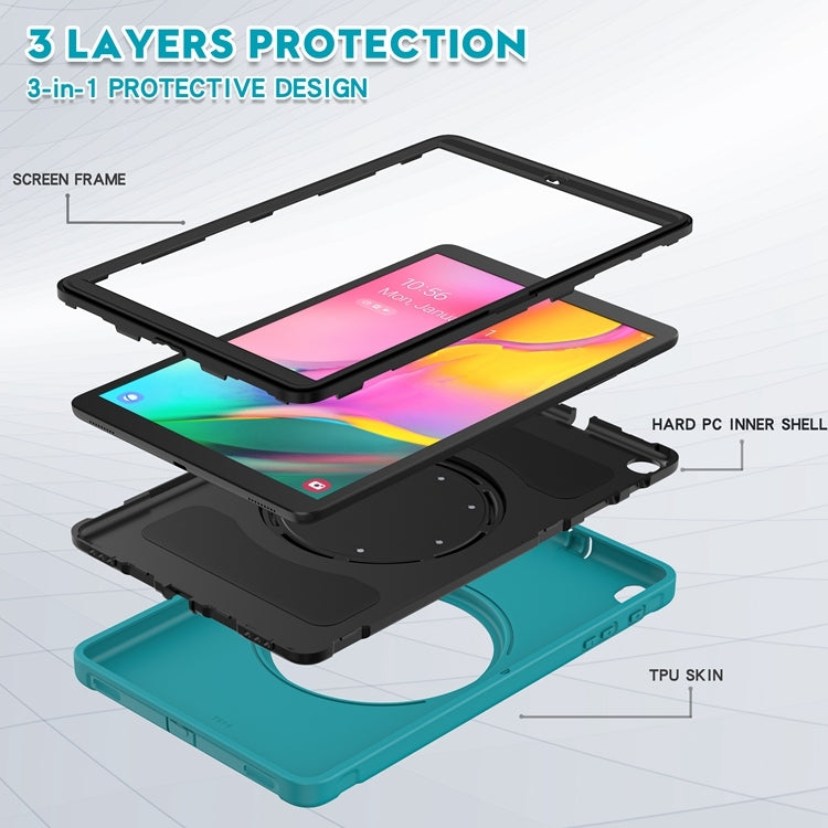 For Samsung Galaxy Tab A 10.1 T515/T510 2019 Shockproof TPU + PC Protective Case with 360 Degree Rotation Foldable Handle Grip Holder & Pen Slot