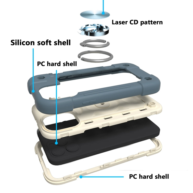 For iPhone 13 Pro Shockproof Silicone + PC Protective Case with Dual-Ring Holder