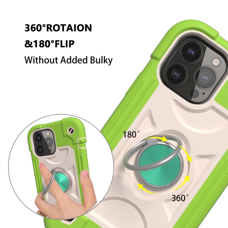 For iPhone 13 Pro Shockproof Silicone + PC Protective Case with Dual-Ring Holder
