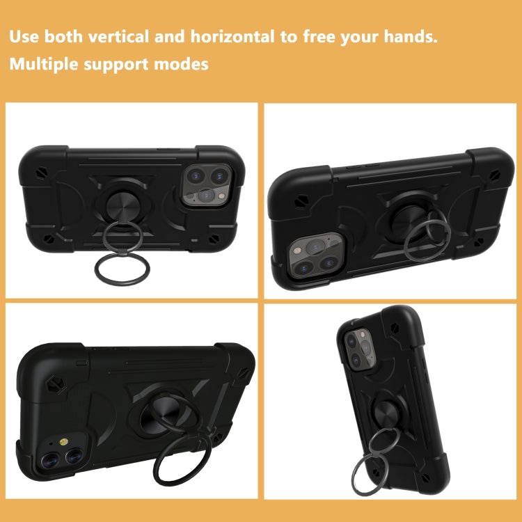 For iPhone 13 Pro Shockproof Silicone + PC Protective Case with Dual-Ring Holder