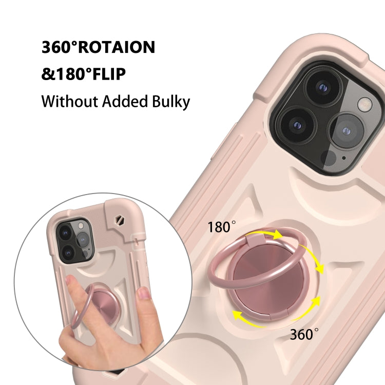 For iPhone 13 Pro Shockproof Silicone + PC Protective Case with Dual-Ring Holder