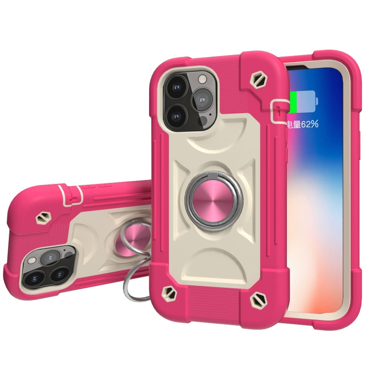 For iPhone 13 Pro Shockproof Silicone + PC Protective Case with Dual-Ring Holder