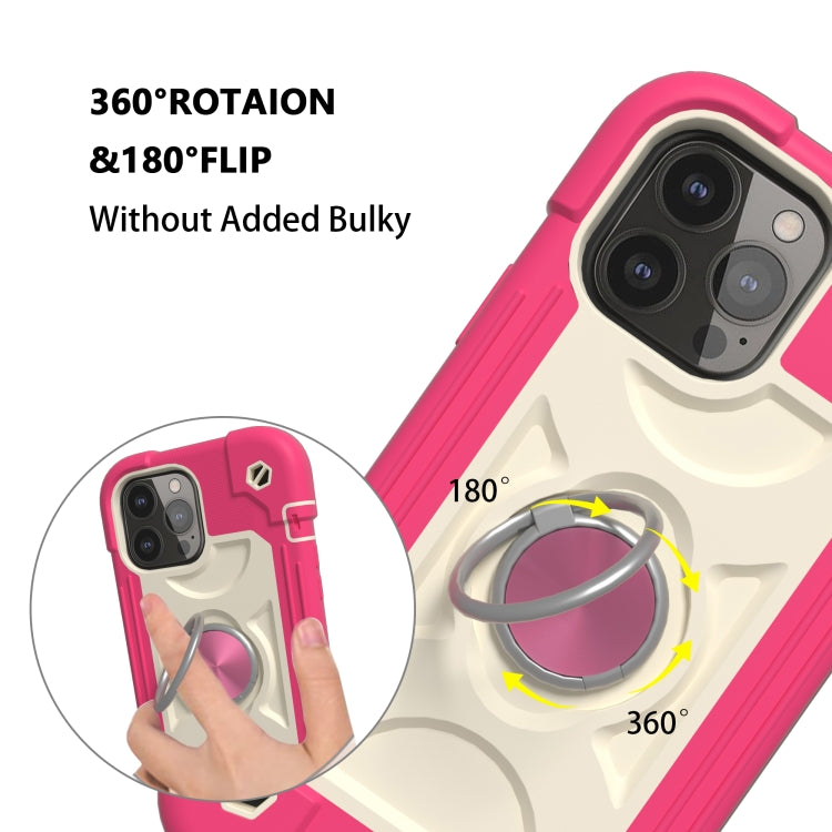 For iPhone 13 Pro Shockproof Silicone + PC Protective Case with Dual-Ring Holder